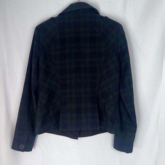 Cabi Plaid Blazer Jacket Size 6 Tartan Green Moto Classic Office Work Basic - Picture 3 of 9